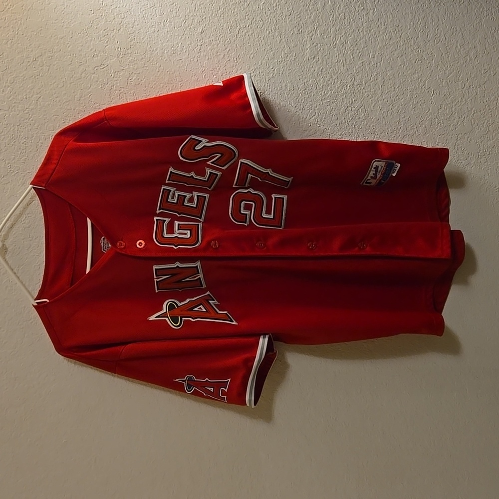 MLB California Angels #27 Trout Jersey - Red - Sz 52